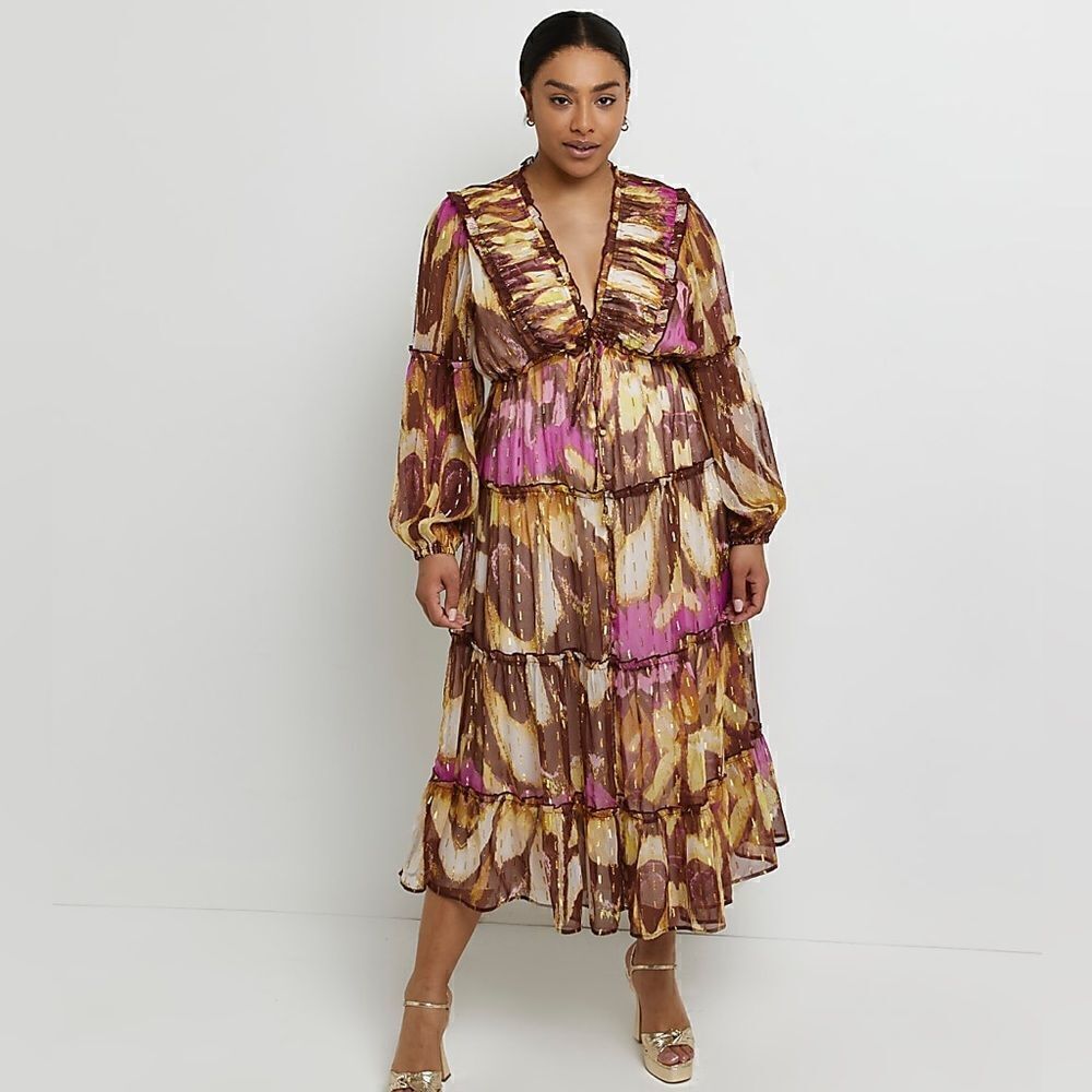 New Plus Size River Island Floral Maxi Dress